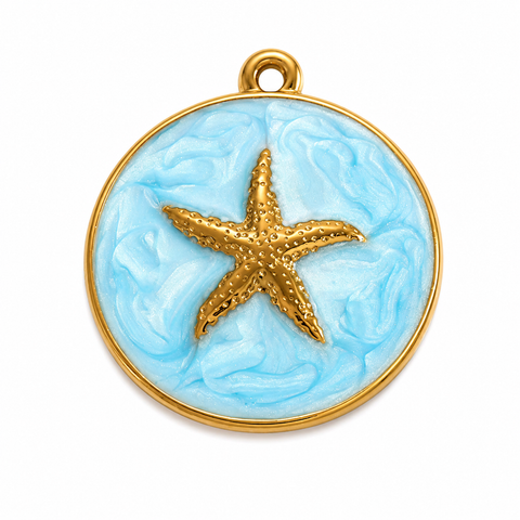18K Yellow Gold Plated Starfish Medallion Charm