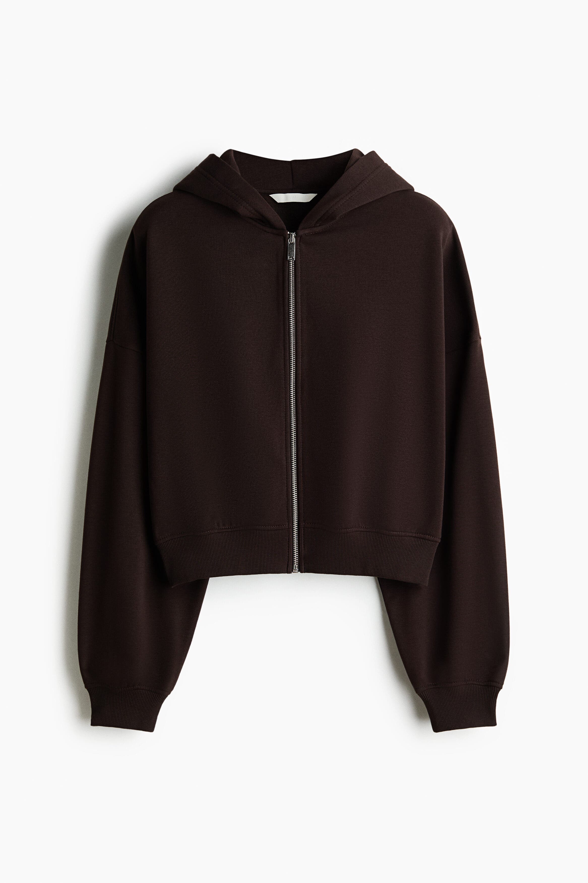 H&m Short Zip-through Hoodie In Brown
