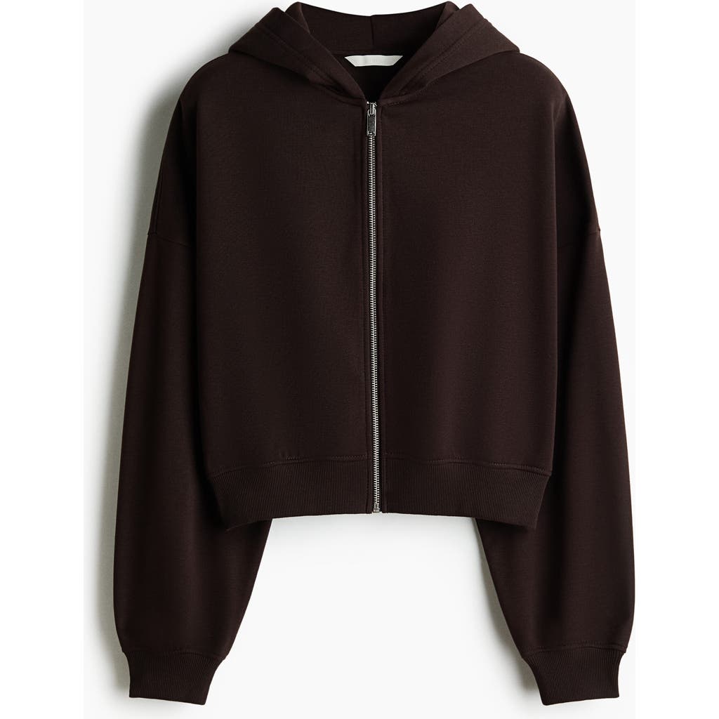 H&m Short Zip-through Hoodie In Brown