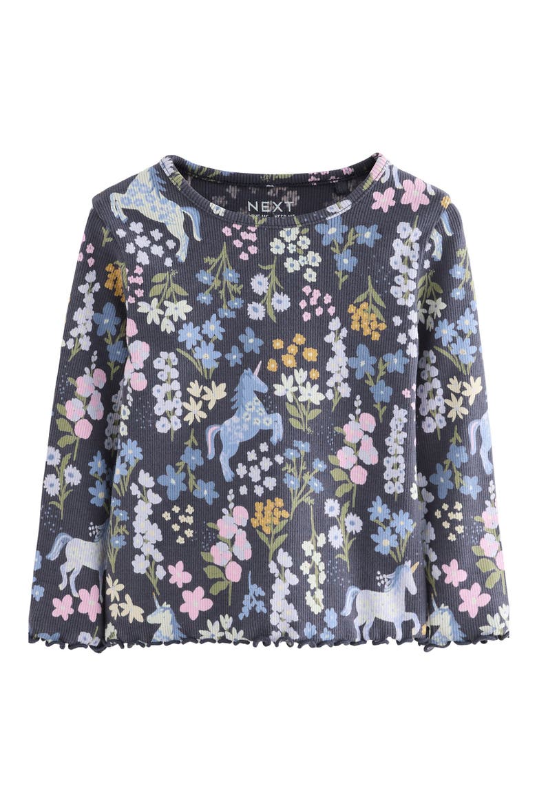 Kids' Unicorn Print Long Sleeve Cotton T-Shirt, Main, color, BLUE