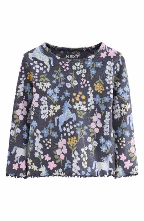 Kids' Unicorn Print Long Sleeve Cotton T-Shirt