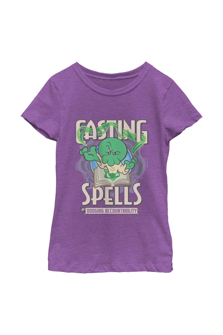 Girl's Minions & Monsters Dodging Accountability  Graphic T-Shirt, Main, color, Purple Berry