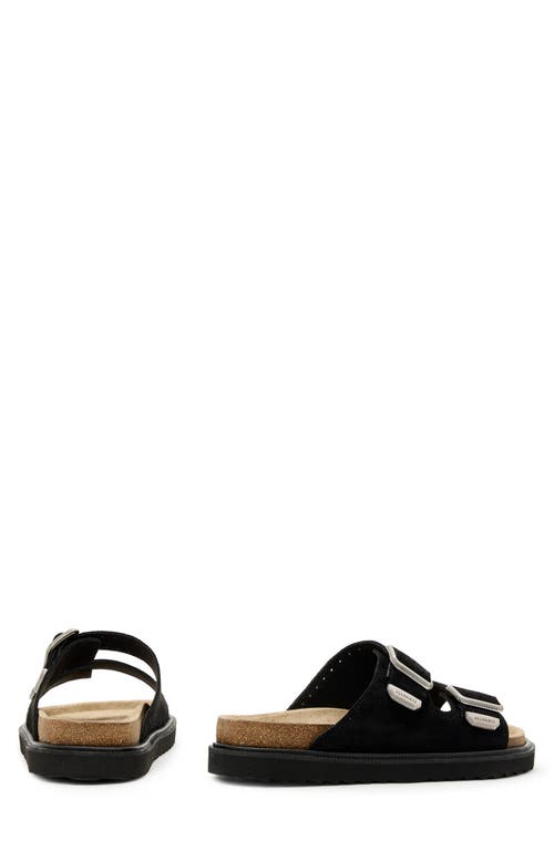 Allsaints Randal Buckled Suede Sandals In Black
