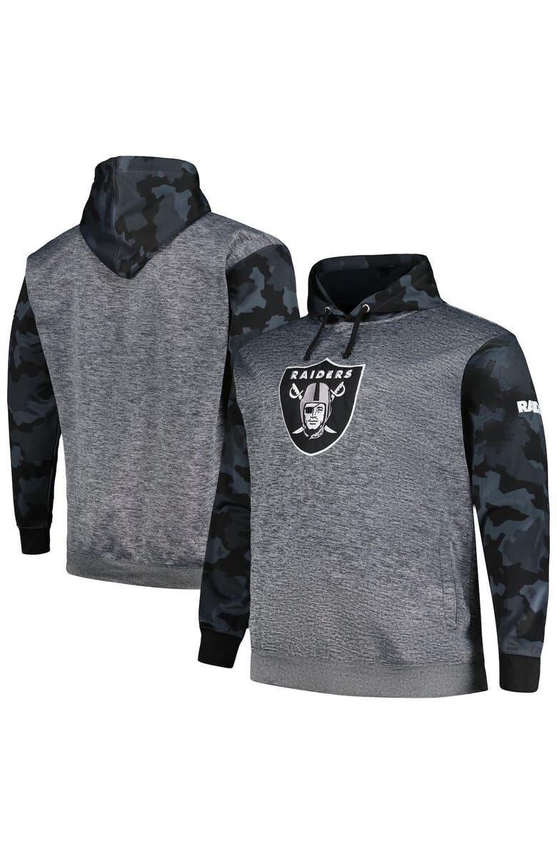 FANATICS Men's Fanatics Branded Heather Charcoal Las Vegas Raiders Big & Tall Camo Pullover Hoodie, Alternate, color, 