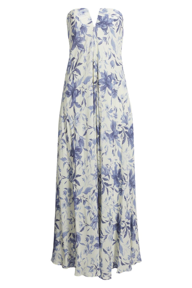 The Emerson Floral Strapless Maxi Dress, Alternate, color, ARCTIC ICE
