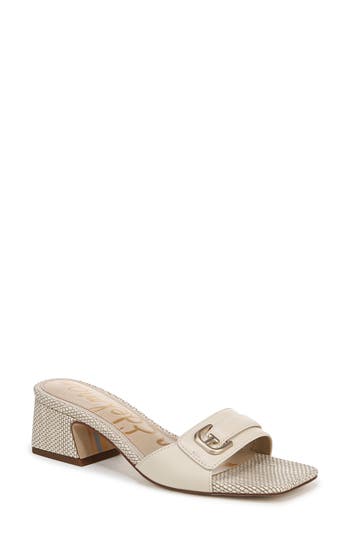 Sam Edelman Wilma Slip On Dress Sandal Modern Ivory Leather In White