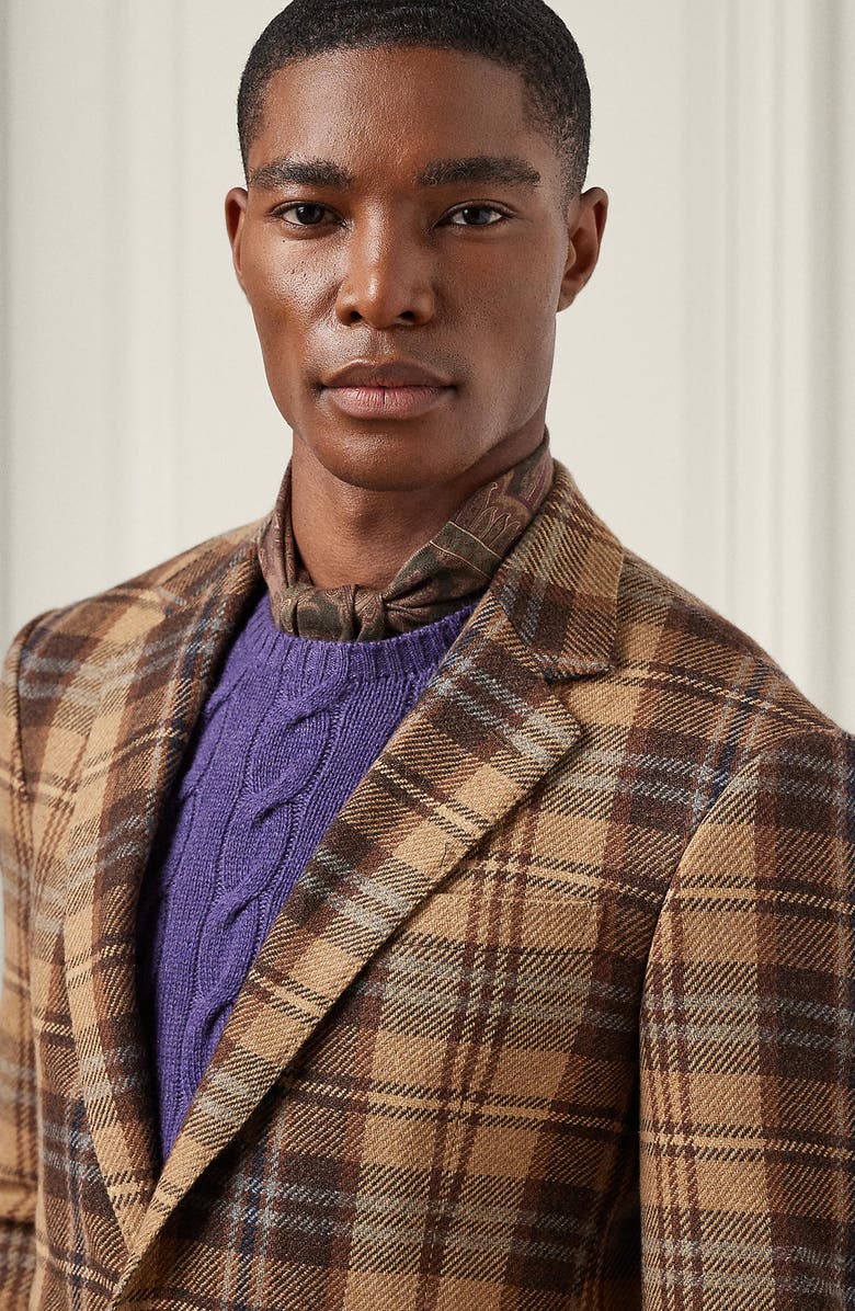 Ralph Lauren Purple Label Kent Plaid Wool Tweed Sport Coat, Alternate, color, 