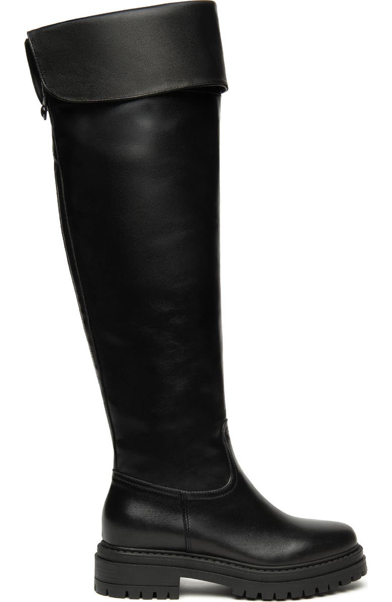 NeroGiardini Over the Knee Lug Sole Boot, Main, color, Black