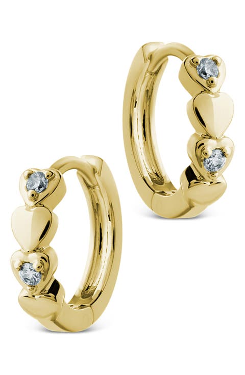 Cubic Zirconia Heart Micro Hoop Earrings
