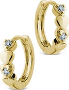Sterling Forever Cubic Zirconia Heart Micro Hoop Earrings