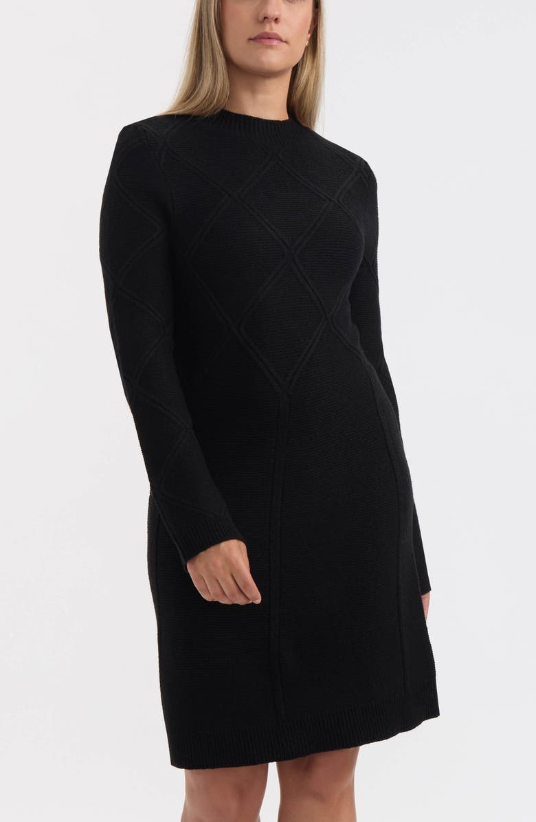Ellen Tracy Mock Neck Long Sleeve Sweater Dress, Alternate, color, Black