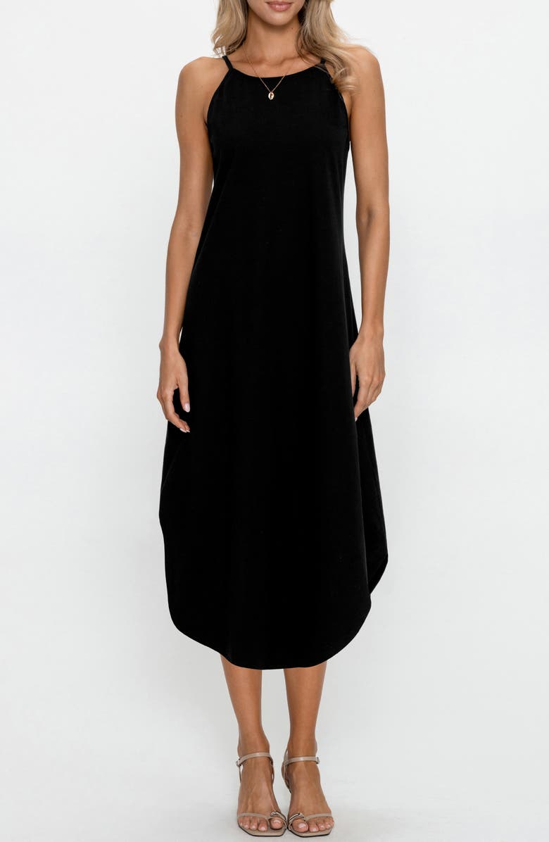 PS By Cupshe Sleeveless Curve Hem Midi Dress, Main, color, Black