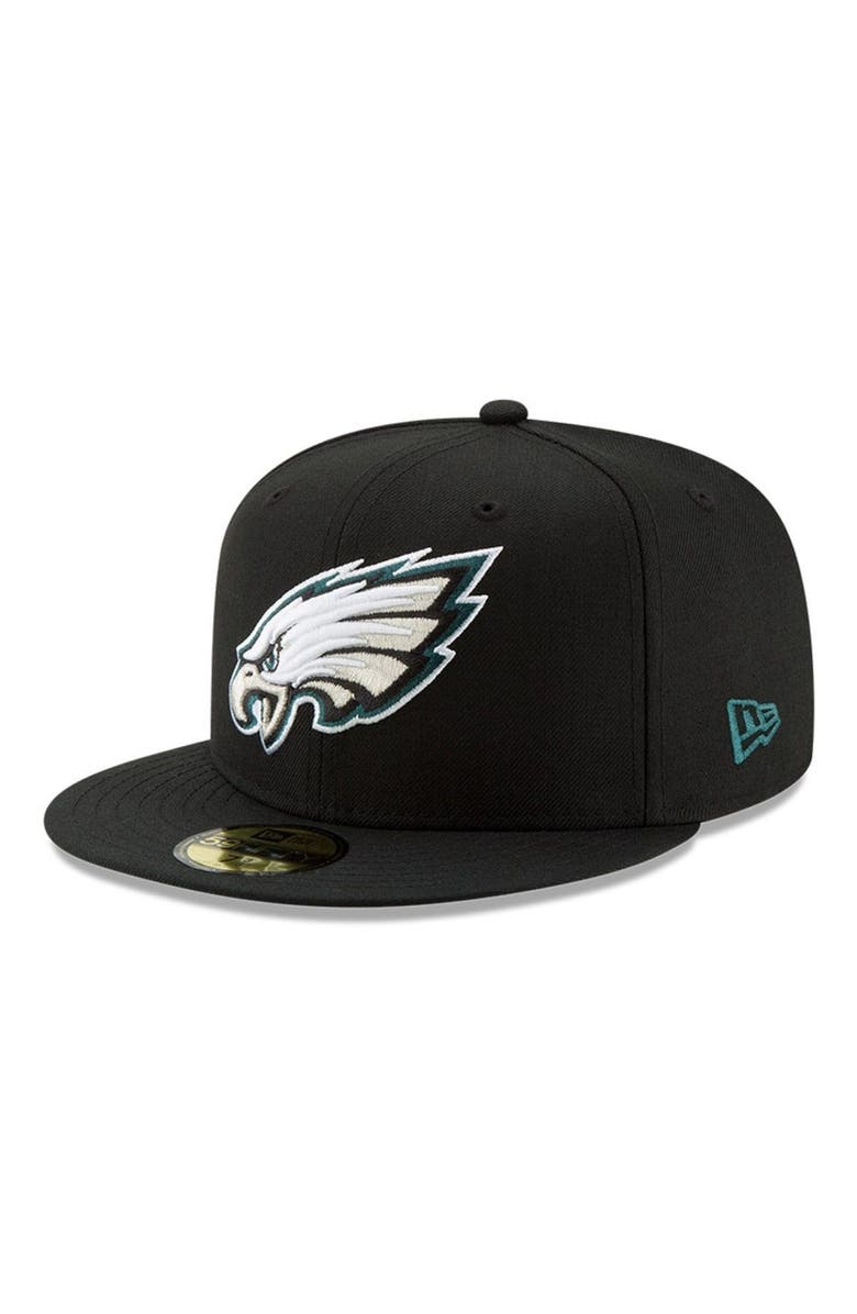 New Era Men's New Era Black Philadelphia Eagles Omaha 59FIFTY Fitted Hat, Main, color,