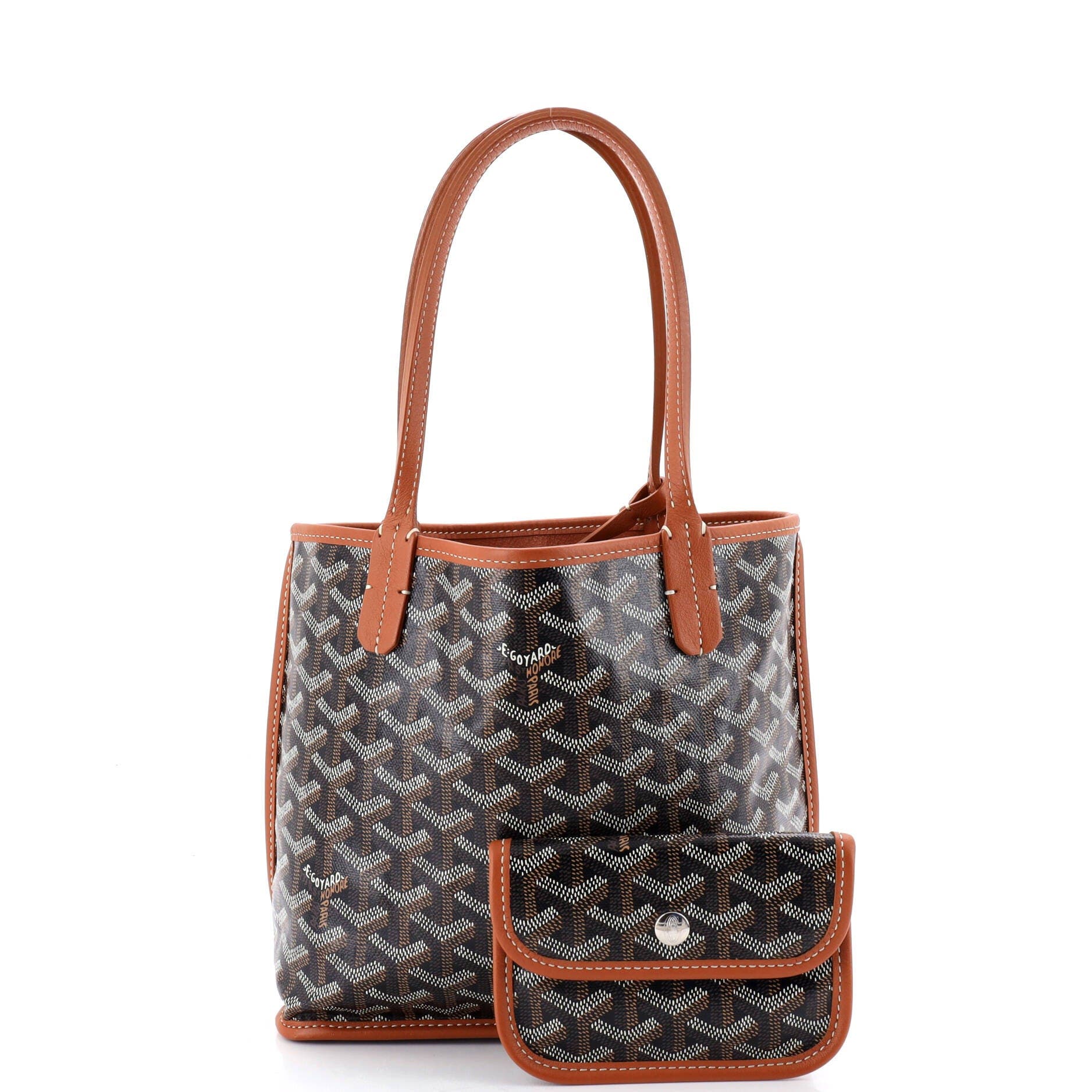 Pre-Owned Goyard Anjou Reversible Tote Coated Canvas Mini, Alternate, color, Brown