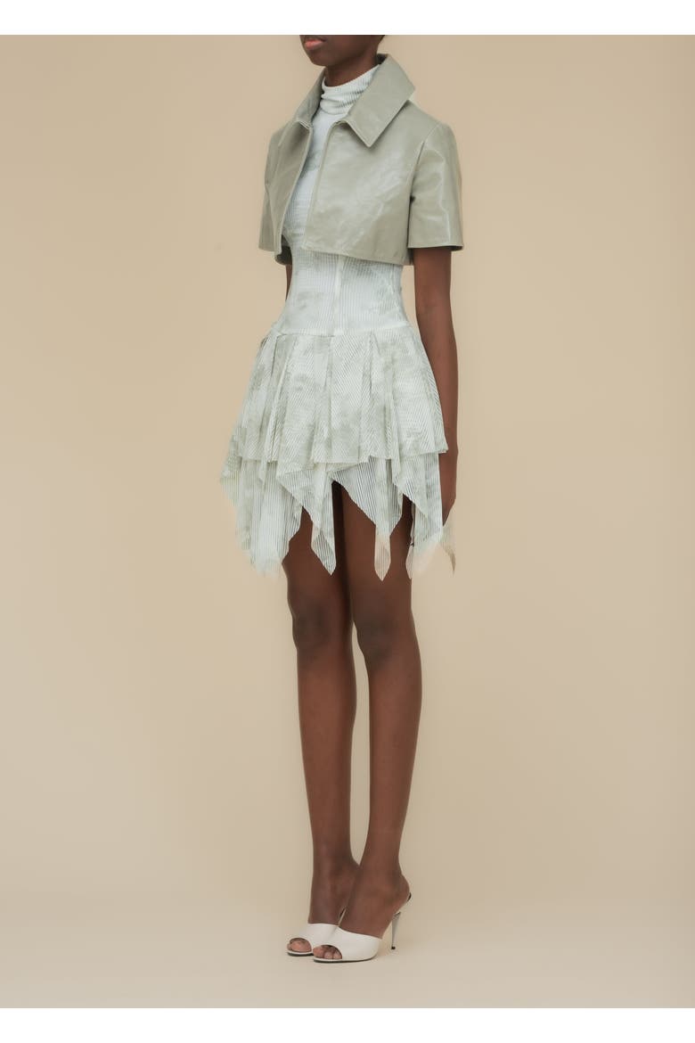 Circe Shiny Leather Cropped Bolero, Alternate, color, Sage
