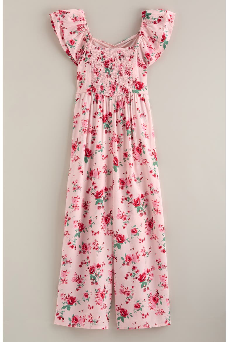 Kids' Flutter Sleeve Jumpsuit, Alternate, color, PINK DOGWOOD BLOOMS