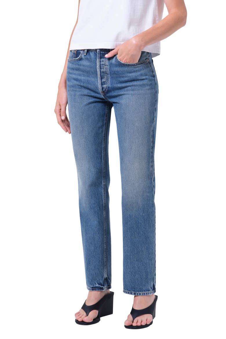 Lana High Waist Straight Leg Jeans, Alternate, color, LIBERTY MED INDIGO