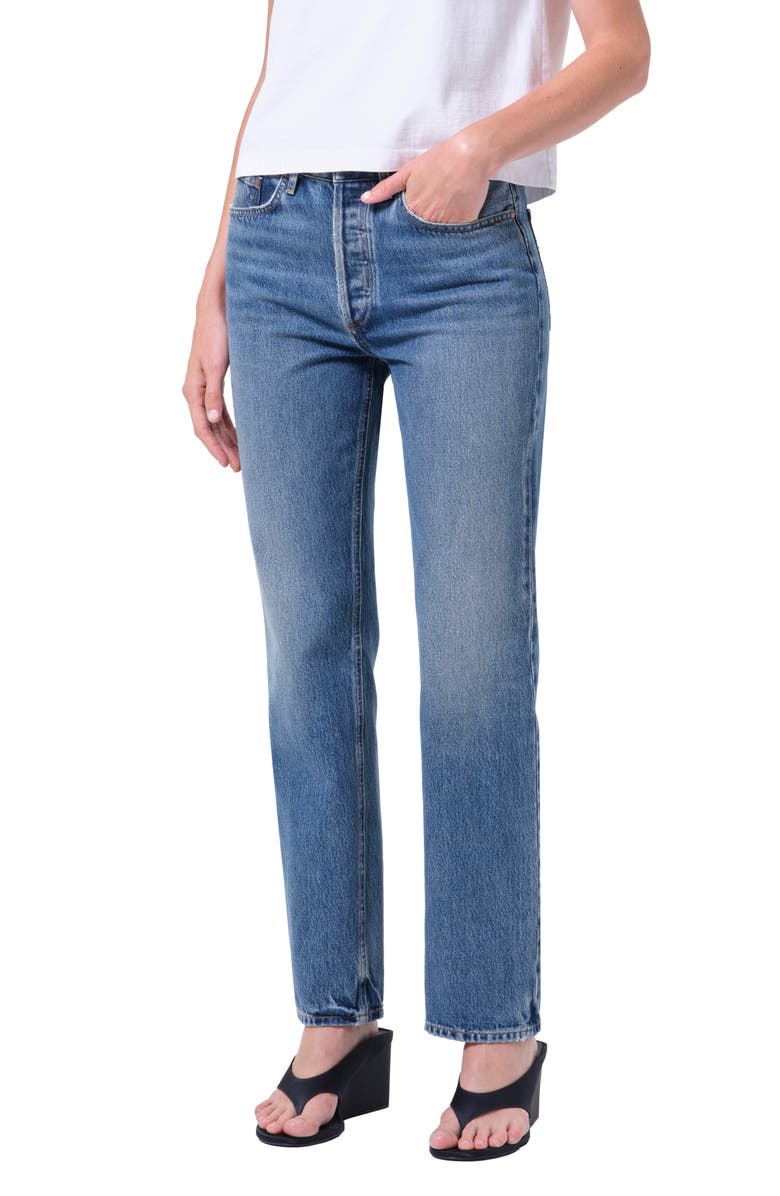 AGOLDE Lana High Waist Straight Leg Jeans, Alternate, color, Liberty Med Indigo