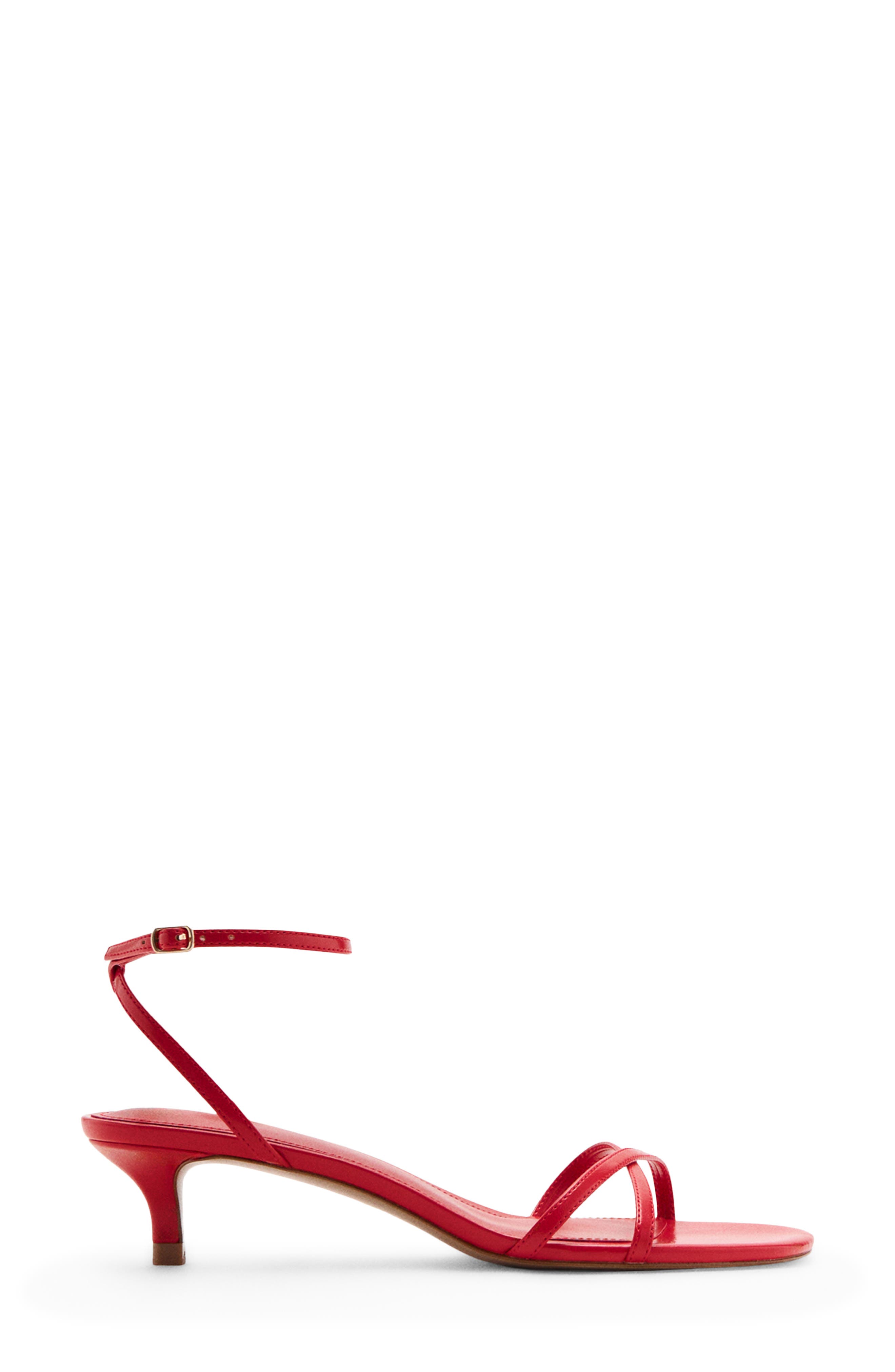 MANGO Ankle Strap Kitten Heel Sandal, Alternate, color, Red