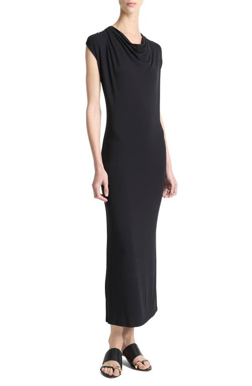 Vince Cowl Neck Cap Sleeve Maxi Dress In Black