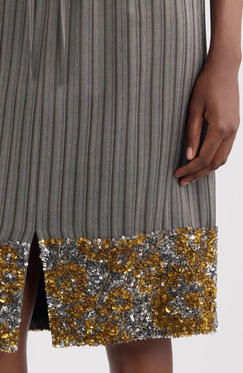 Dries Van Noten Scotts Pinstripe Sequin Skirt, Alternate, color, Grey
