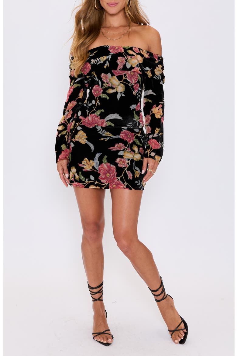 Rowan Floral Off the Shoulder Top, Alternate, color, BLACK FLORAL