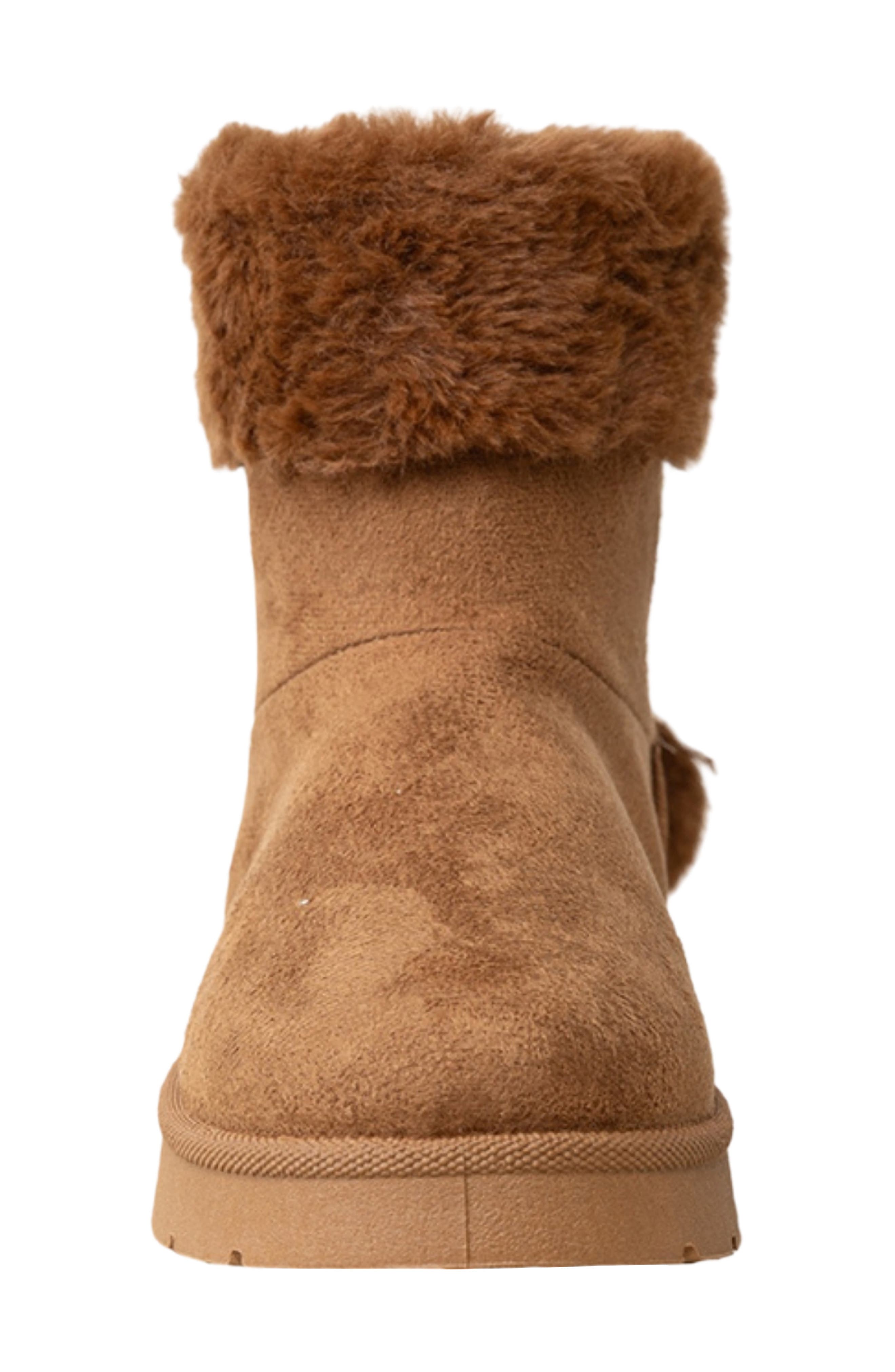 Kids' Cozy Faux Fur Collar Boot, Alternate, color, COGNAC