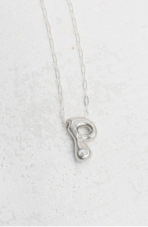 Small Paperclip Necklace with Silver Letter Charm