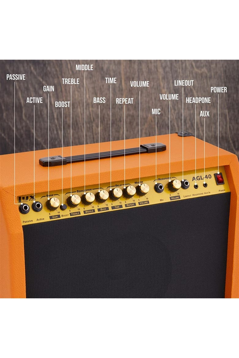 40 Watt Electric Guitar Amplifier with 8, 4-Ohm Speaker, Microphone Inputs & More, Alternate, color, Mahogany