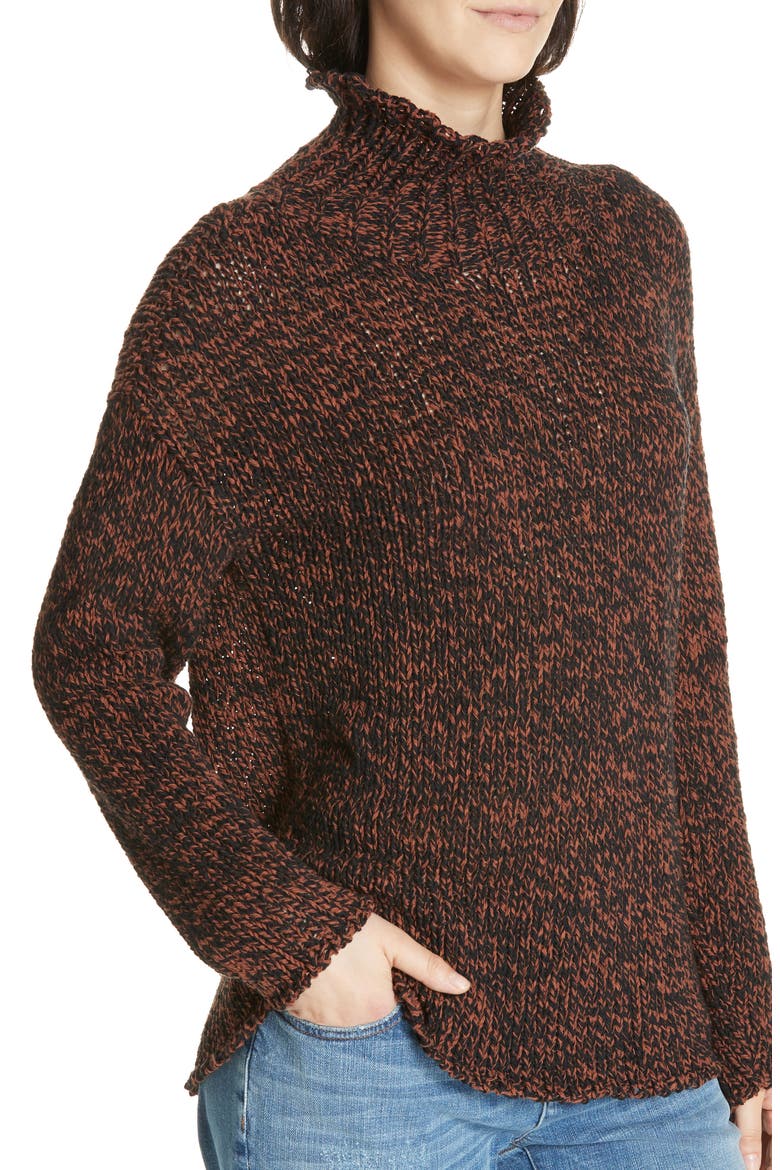Marled Organic Cotton Blend Sweater, Alternate, color, NUTMEG