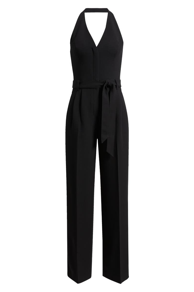 Icon Belted Halter Jumpsuit, Alternate, color, BLACK