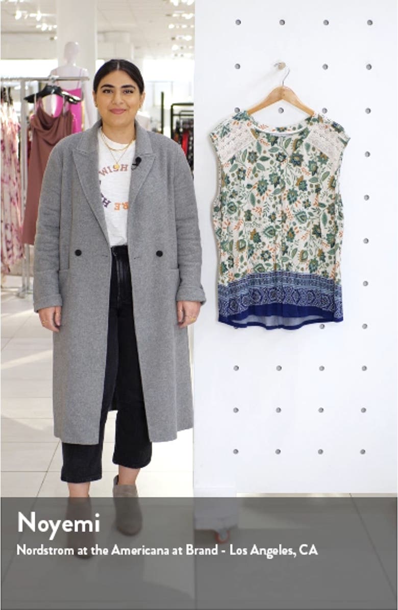 Daniel Rainn Border Print Lace Shoulder Tank Top, sales video thumbnail