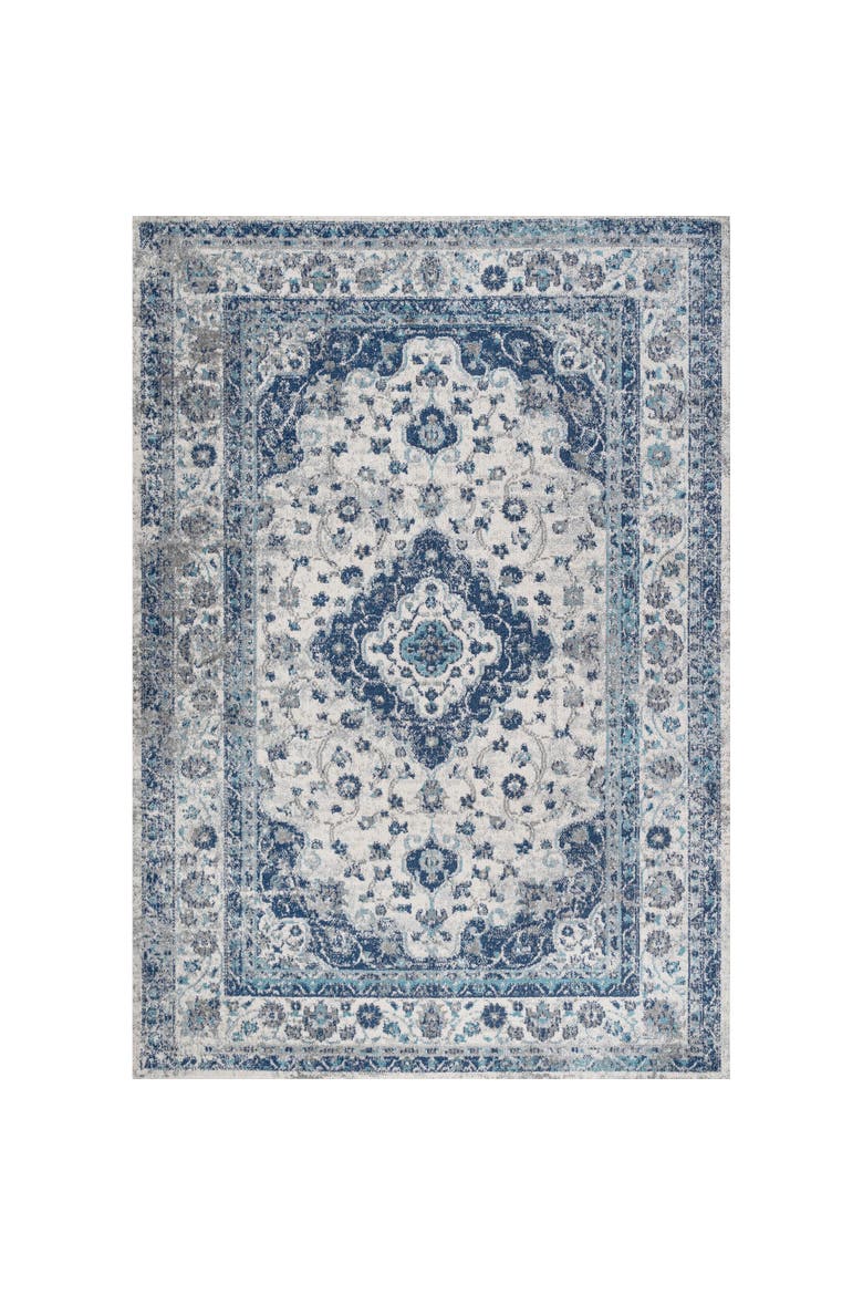 Indhira Ornate Medallion Persian Area Rug, Main, color, Blue/Gray