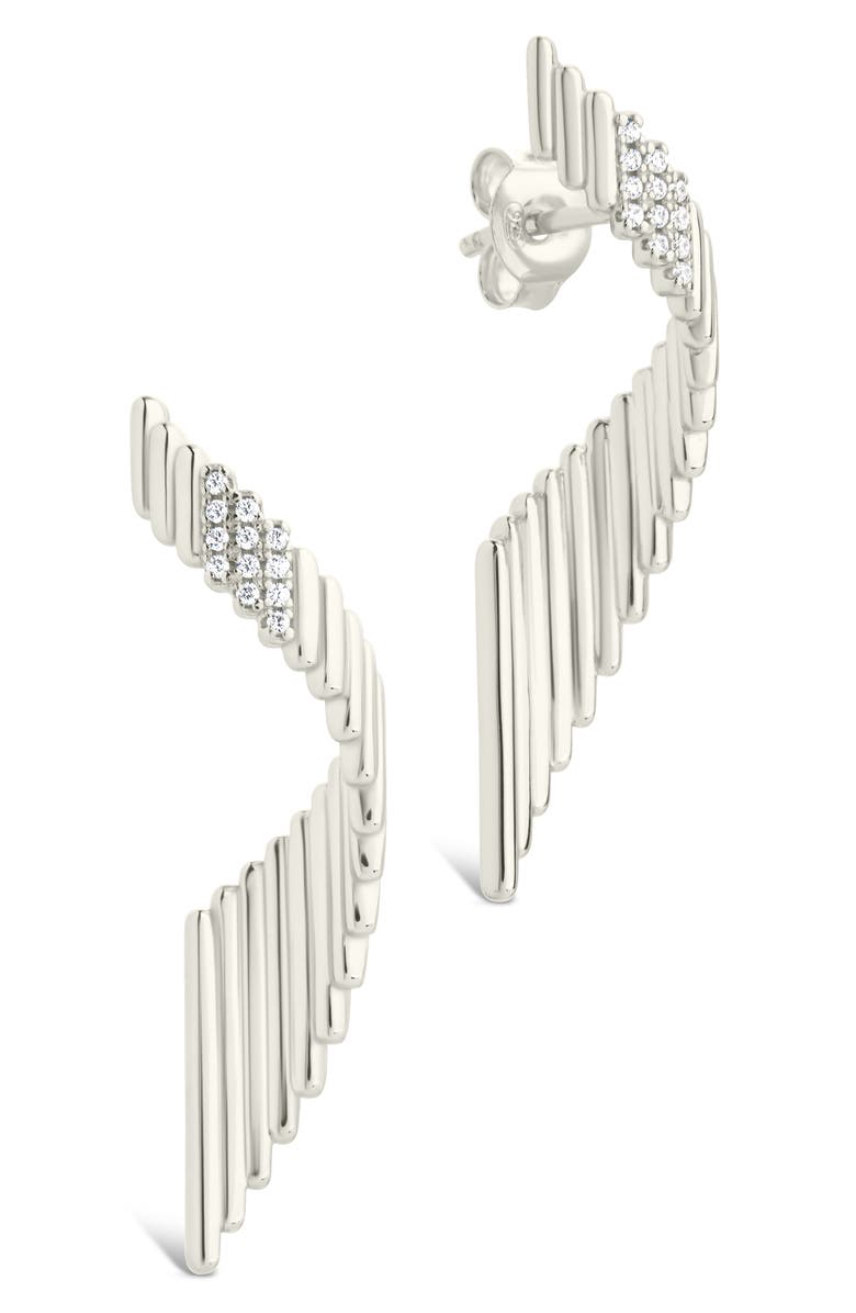 Sterling Forever Andrea Cubic Zirconia Drop Earrings, Main, color, Silver