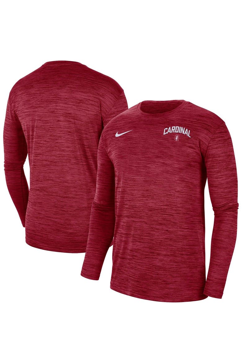Men's Nike Cardinal Stanford Cardinal Sideline Game Day Velocity Performance Long Sleeve T-Shirt, Main, color, Cardinal