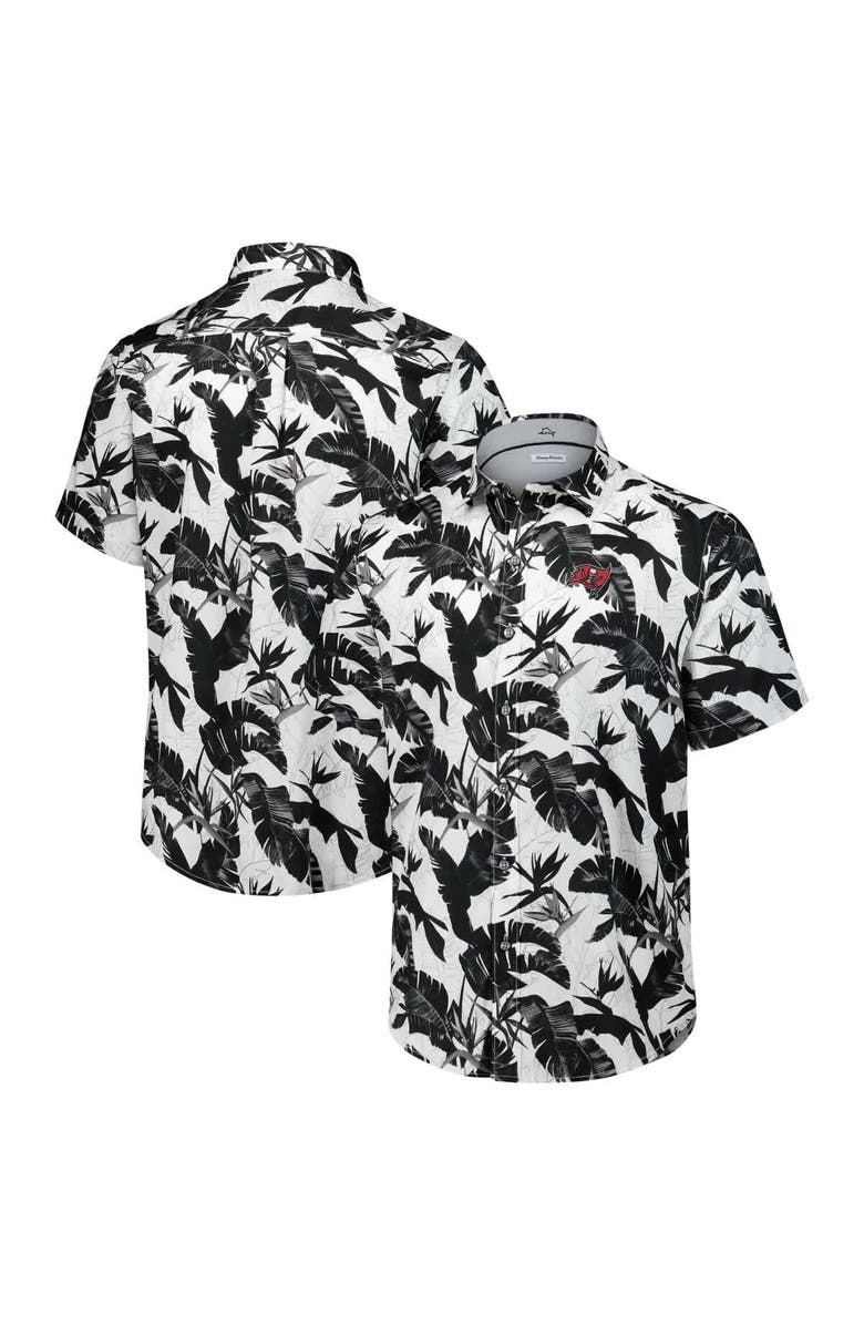 Tommy Bahama Men's Tommy Bahama Black Tampa Bay Buccaneers Sunnyvale Blooms Camp Button-Up Shirt, Main, color, Black
