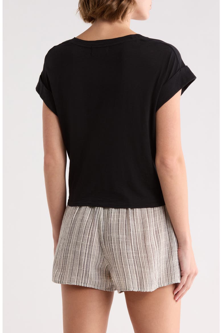 Tie Front V-Neck T-Shirt, Alternate, color, BLACK