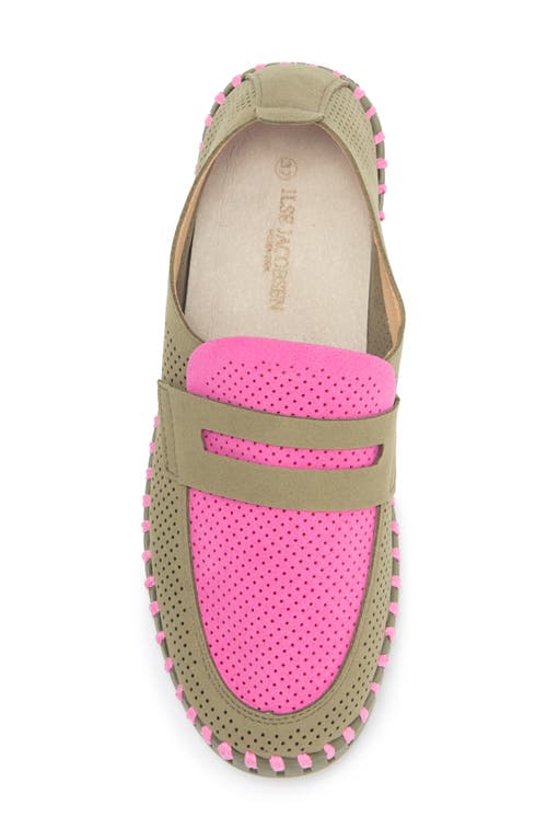 Ilse Jacobsen Tulip Two Tone Perforated Loafer In Violet With Army