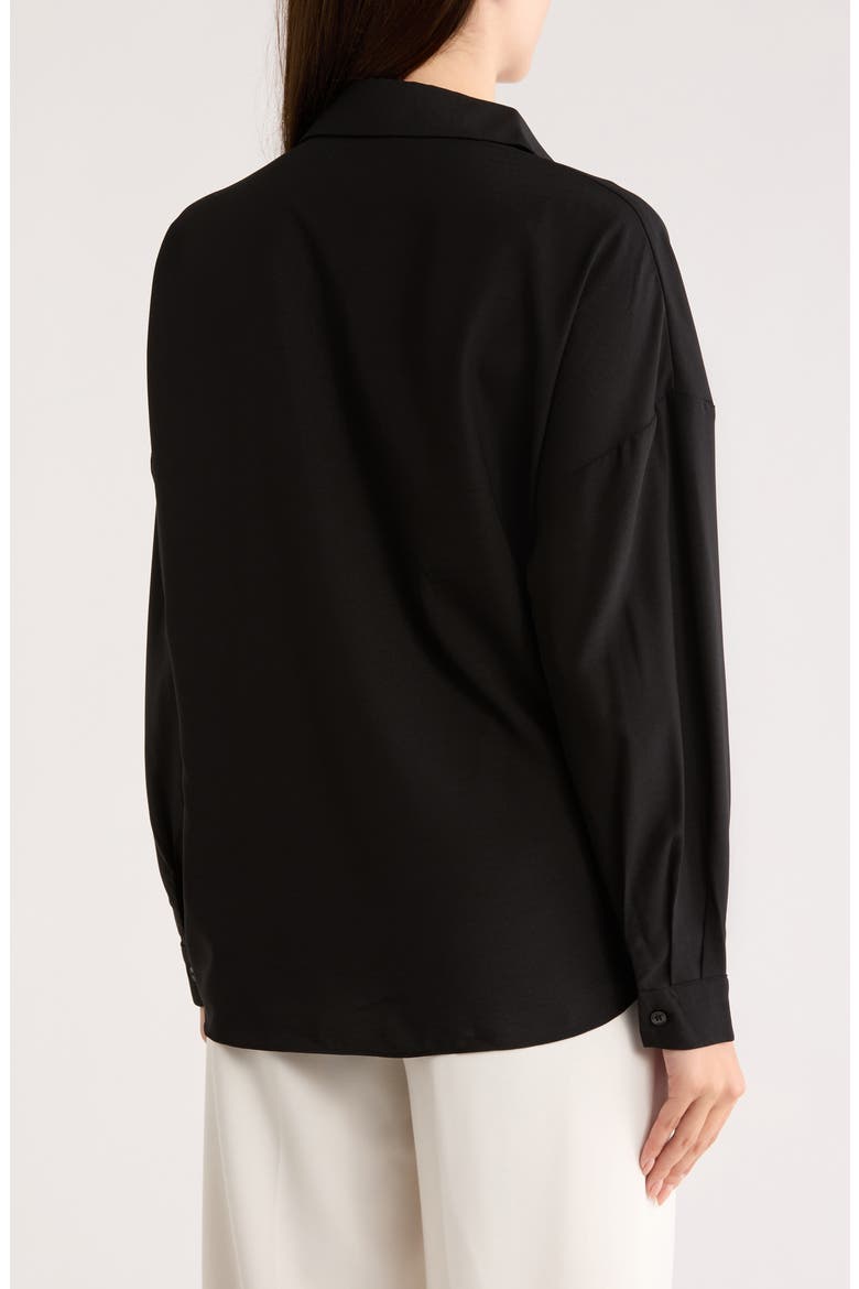 Wrap Hem High-Low Button-Up Shirt, Alternate, color, BLACK