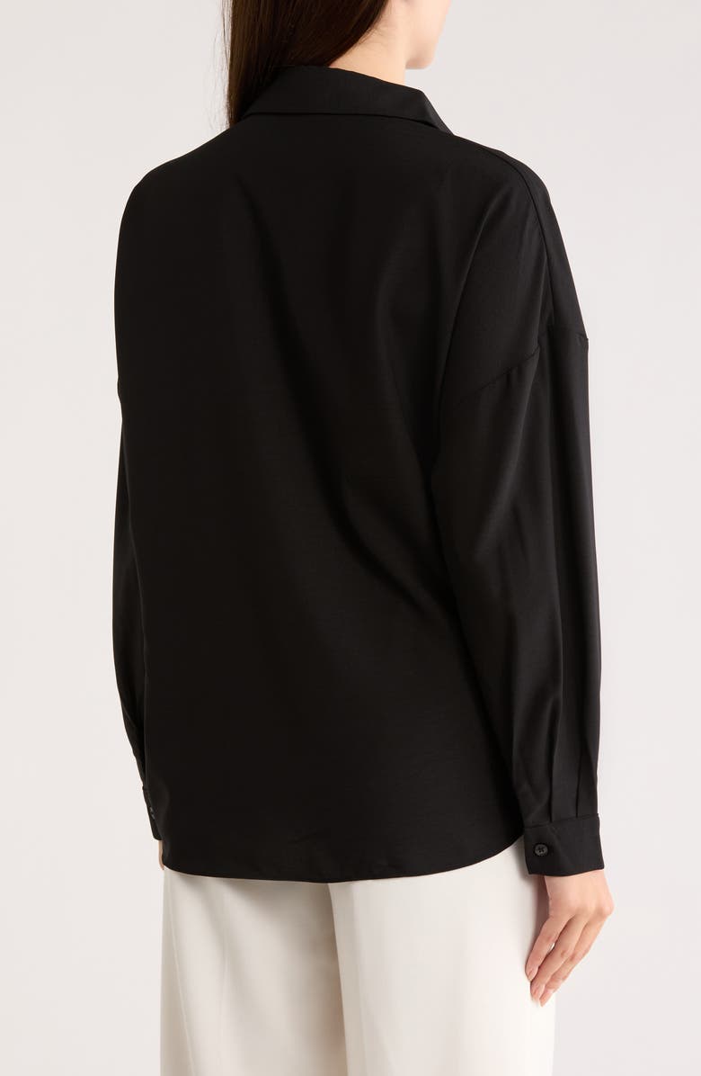 PATRIZIA LUCA Wrap Hem High-Low Button-Up Shirt, Alternate, color, Black