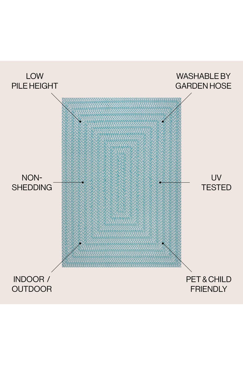 Chevron Modern Concentric Squares Indoor/Outdoor Area Rug, Alternate, color, Aqua/Light Gray