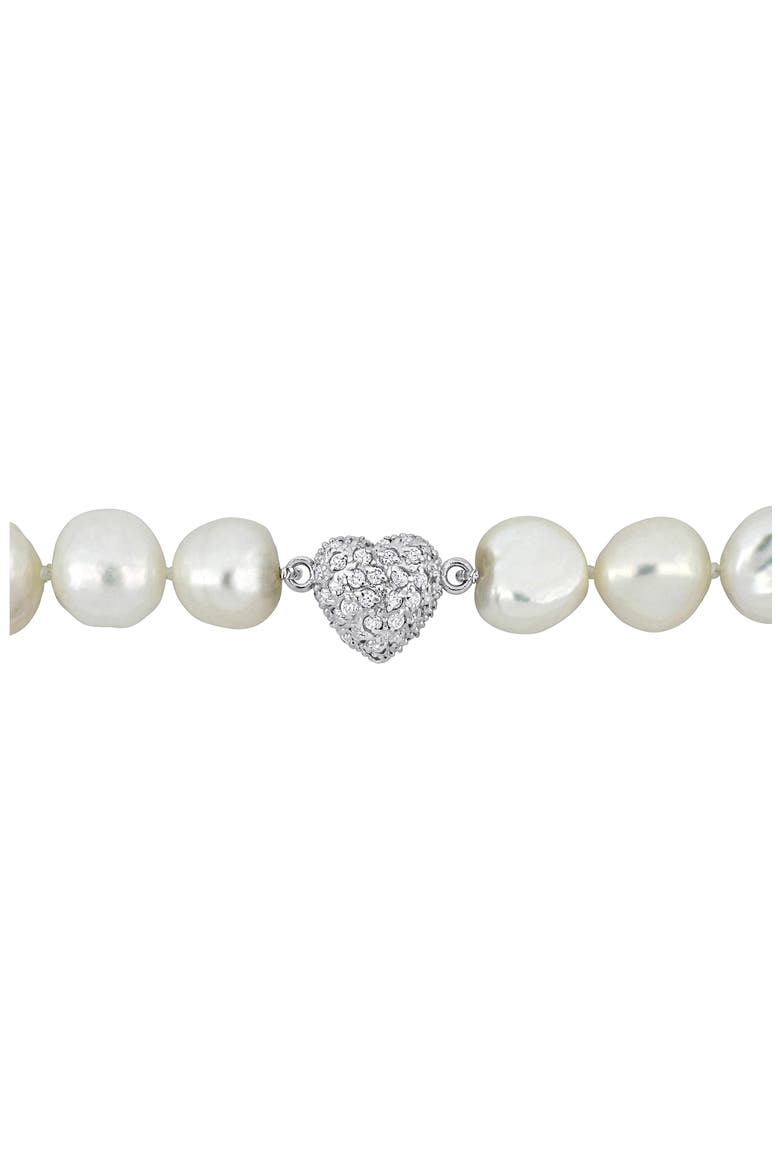 Cubic Zirconia & Cultured Pearl Necklace & Stud Earrings Set, Alternate, color, OFF WHITE
