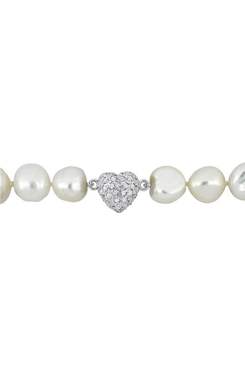 Delmar Cubic Zirconia & Cultured Pearl Necklace & Stud Earrings Set