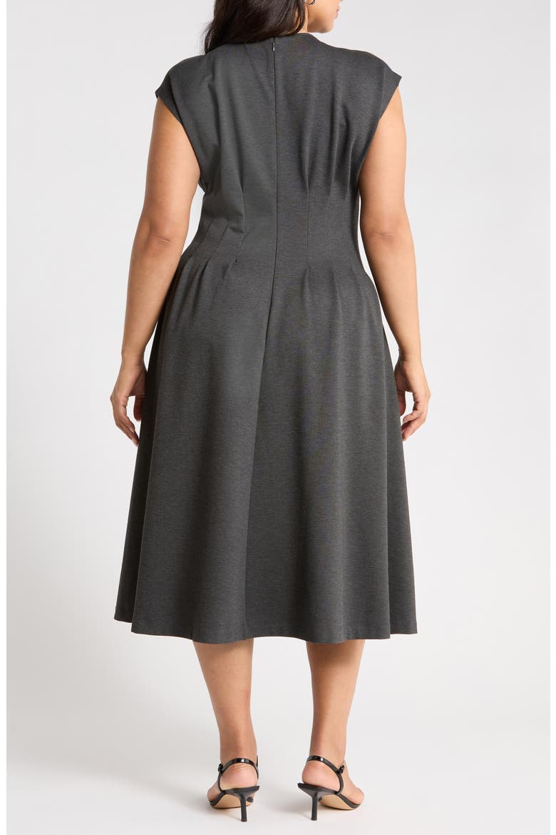 Seamed Ponte V-Neck Dress, Alternate, color, GREY DARK HEATHER