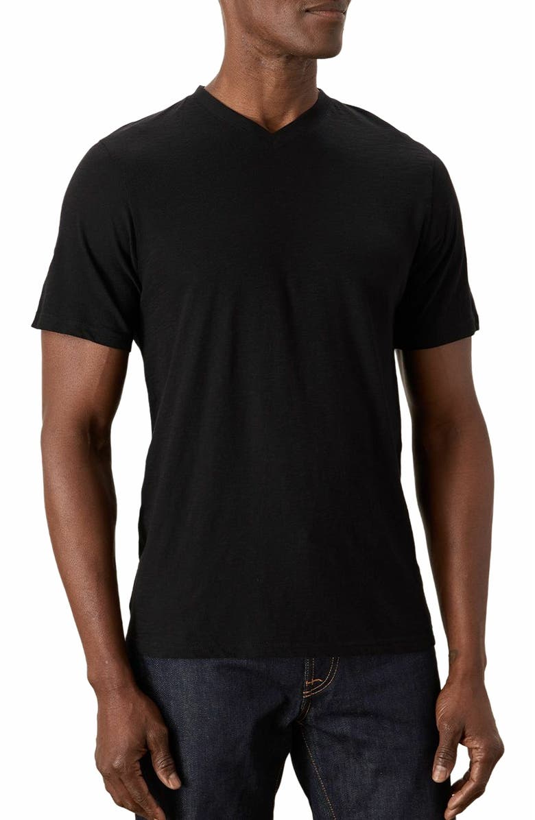 Pact Organic Cotton Featherweight Slub V-Neck Tee, Alternate, color, Black