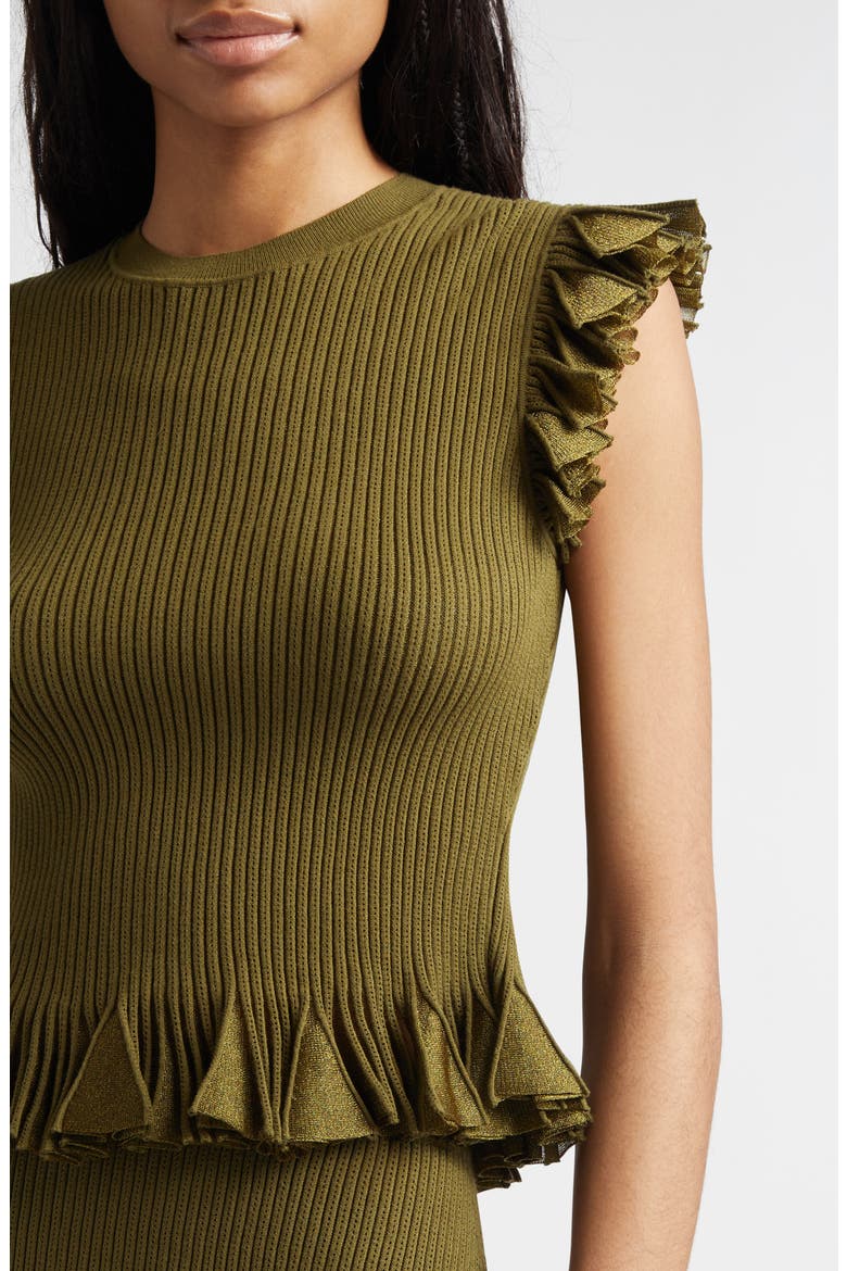 Leila Ruffle Cap Sleeve Sweater, Alternate, color, OLIVE