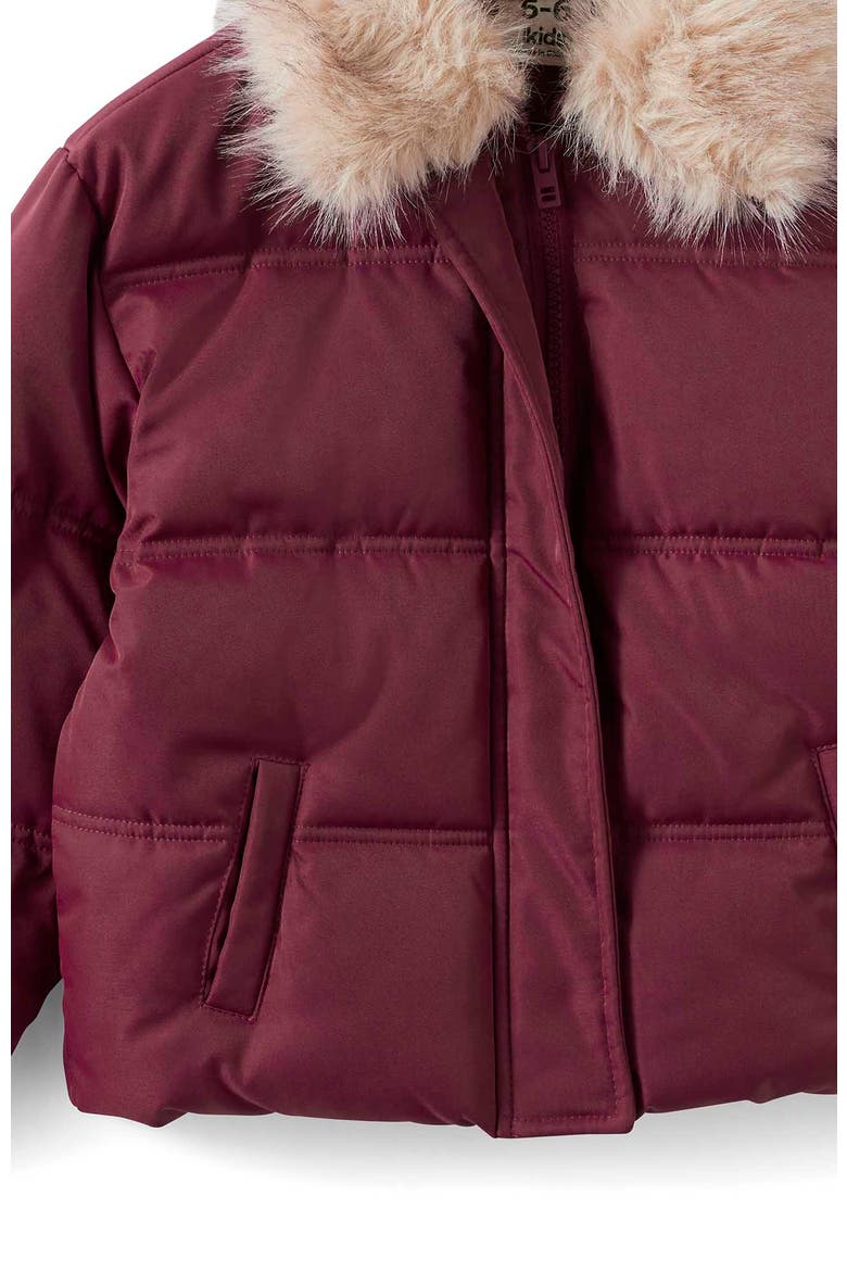 Kid's Fur Puffer Jacket, Alternate, color, Berry Jam