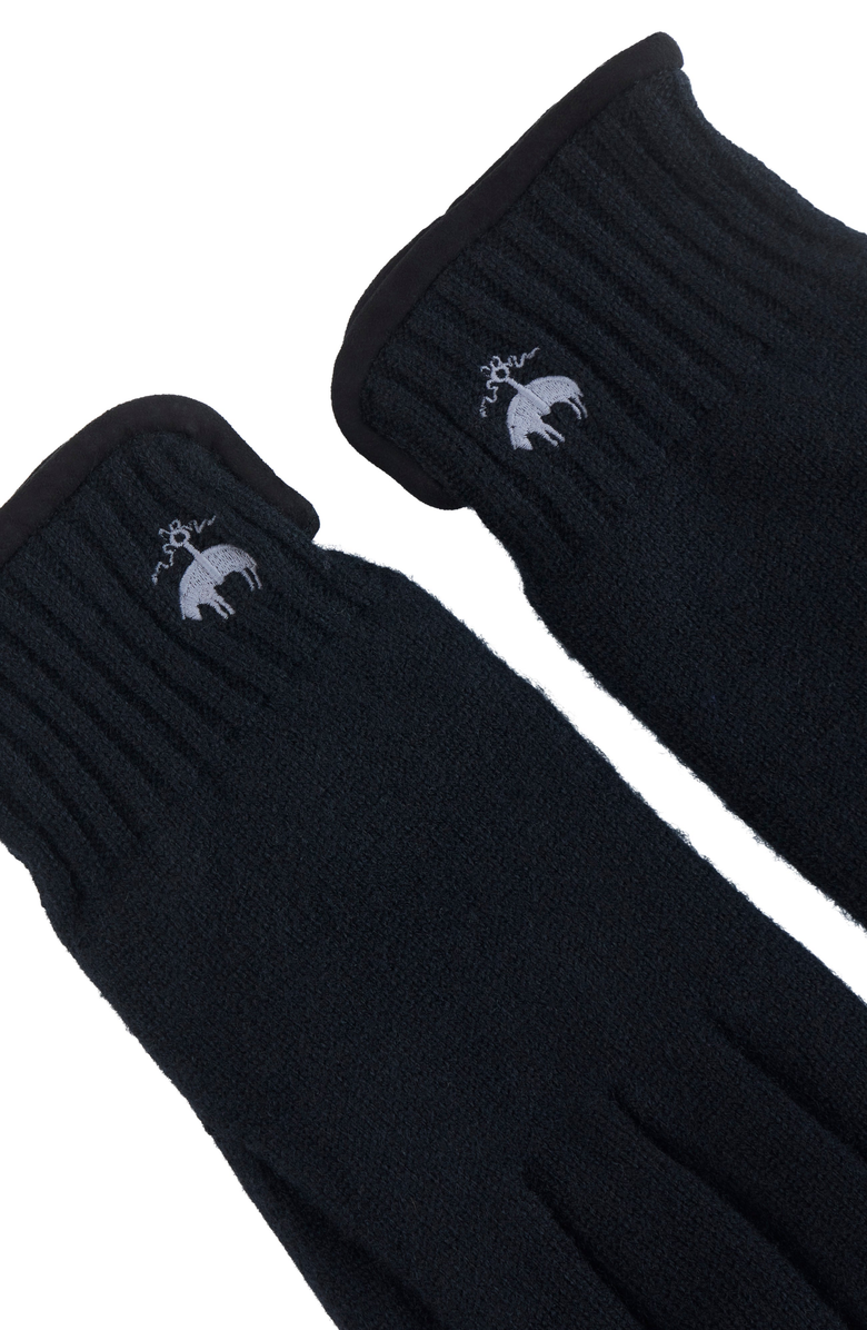 Brooks Brothers Cashmere Blend Suede Trim Gloves, Alternate, color, Black
