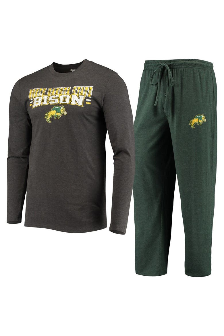 Men's Concepts Sport Green/Heathered Charcoal NDSU Bison Meter Long Sleeve T-Shirt & Pants Sleep Set, Main, color, Green