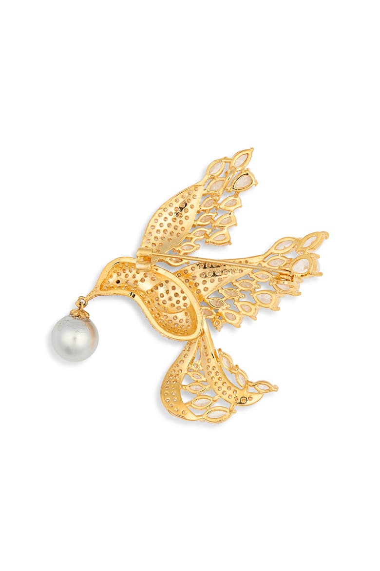 Josie Cubic Zirconia Hummingbird Brooch, Alternate, color, GOLD